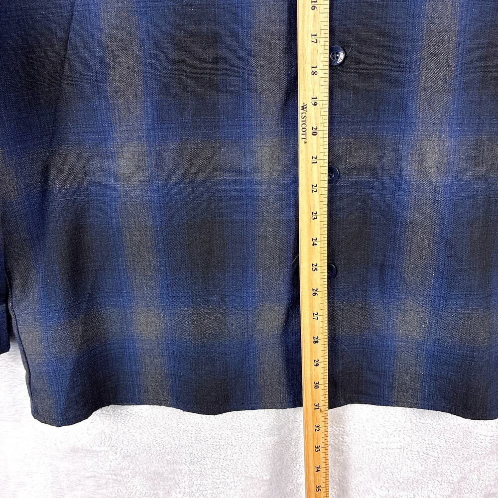 FB County Checker Shirt Men XL Blue Black Shadow Plaid Flannel Hip Hop 90s - Picture 6 of 10